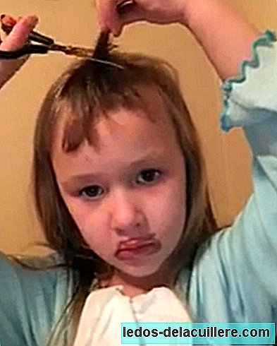 Kun tyttö ottaa sakset ja päättää tehdä video-opetusohjelman hiuksen leikkaamisesta