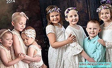 Через чотири роки три дівчинки та хлопчик відтворили вірусне фото, що представляє боротьбу з раком
