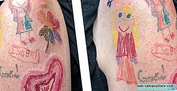 He decides to tattoo his arm with drawings made by his daughters