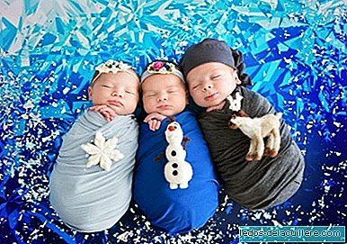 The adorable photo shoot of three babies inspired by the movie 'Frozen'