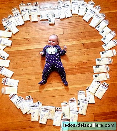 Why does a mother share this picture of her baby surrounded by milk bags?