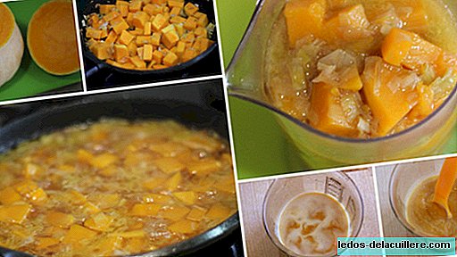 Pumpkin puree enriched with pieces of meat. Ideal recipe for babies