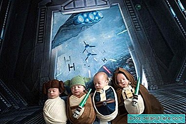 Que la force t'accompagne! Belles images de nouveau-nés quadruplés habillés en Star Wars