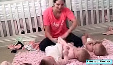 Wenn es bereits schwierig ist, ein Baby zu wechseln, das sich selbstständig macht, stellen Sie sich vier vor (Video)