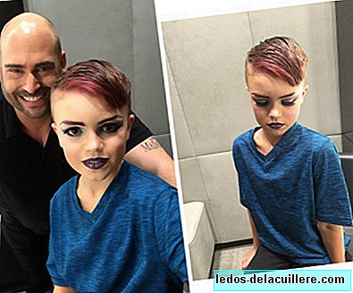 An 8-year-old boy wanted to learn how to make up and his mother gave him a lesson with a professional make-up artist