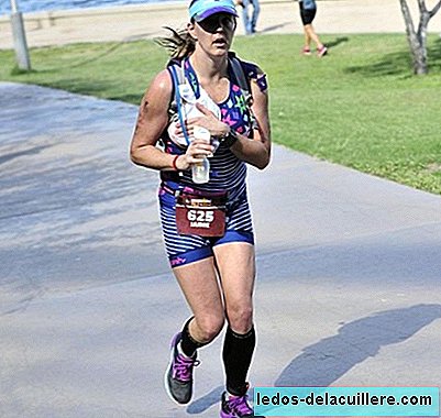A mother removes milk for her seven-month-old baby while running a triathlon