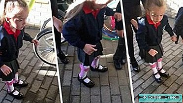 Seorang gadis berusia empat tahun dengan cerebral palsy bermula sekolah mengambil langkah pertama tanpa bantuan