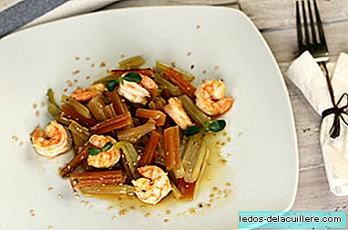 Delicious rainbow chard with prawns. Christmas recipe for pregnant women