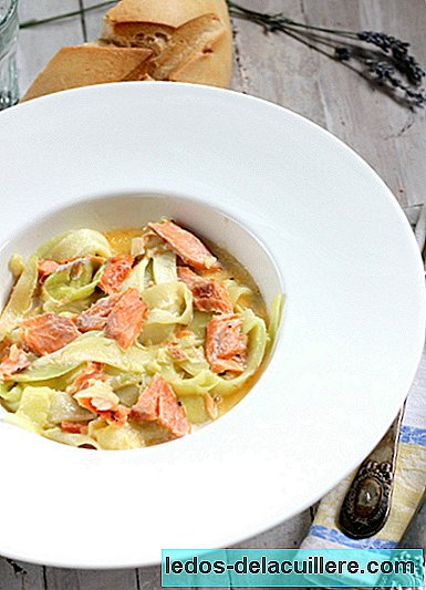 Fake zucchini noodles with salmon. Summer recipe