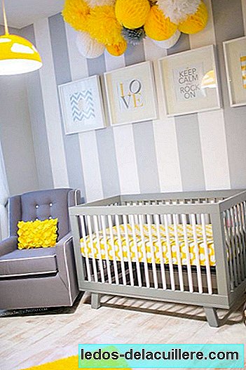 Vaikų kambariai pilkos ir geltonos spalvos