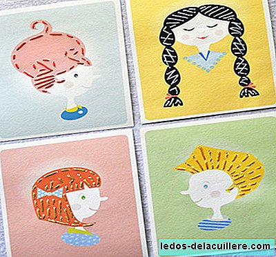 Craft with needle and thread: draw doll hair by sewing