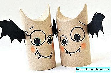 Quick and easy craft for Halloween: friendly vampires with paper rolls