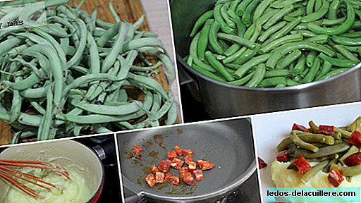 Light recipe: green beans with potato parmentier and sauteed chorizo ​​taquitos