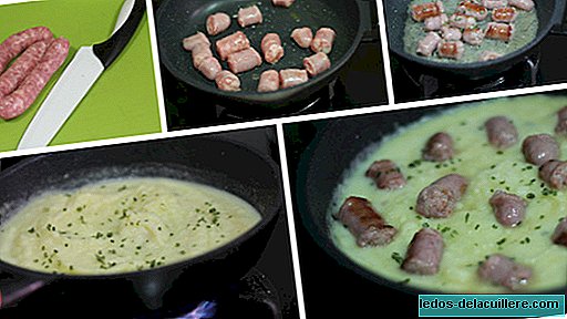 Fresh sausages in mash. Recipe for children