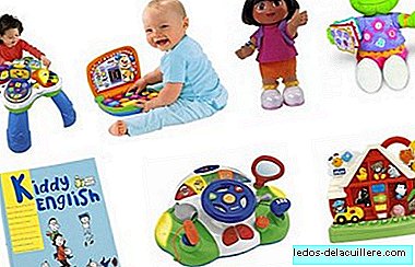 Seven toys in Spanish and English for babies and children