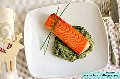 Salmon taco and spinach cream. Christmas recipe for pregnant women