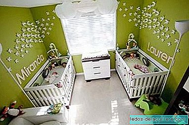 A children's room in green for twins