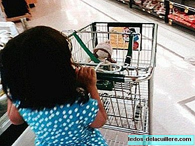 Moving the shopping cart as if it were the baby