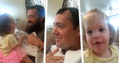 Die Reaktion eines Mädchens, ihren Vater ohne Bart zu sehen